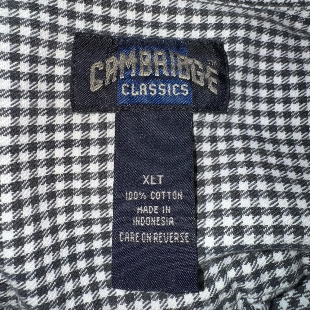 Cambridge Classics Men’s Houndstooth Flannel Shirt XLT Black White Cotton